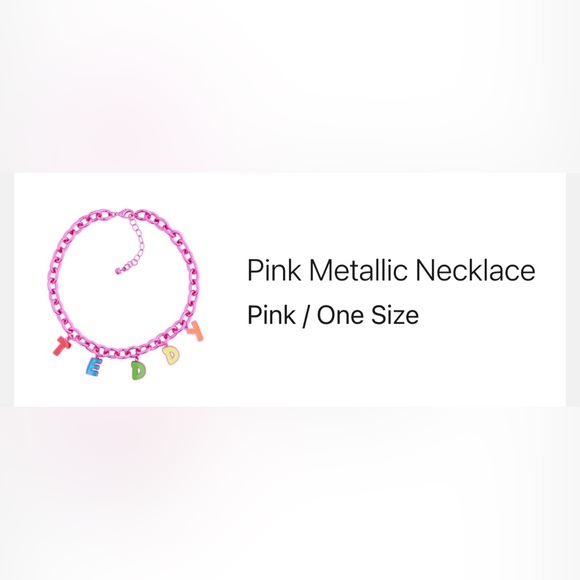 Rare Sold Out Teddy Fresh Pink Metallic Necklace - Picture 5 of 6